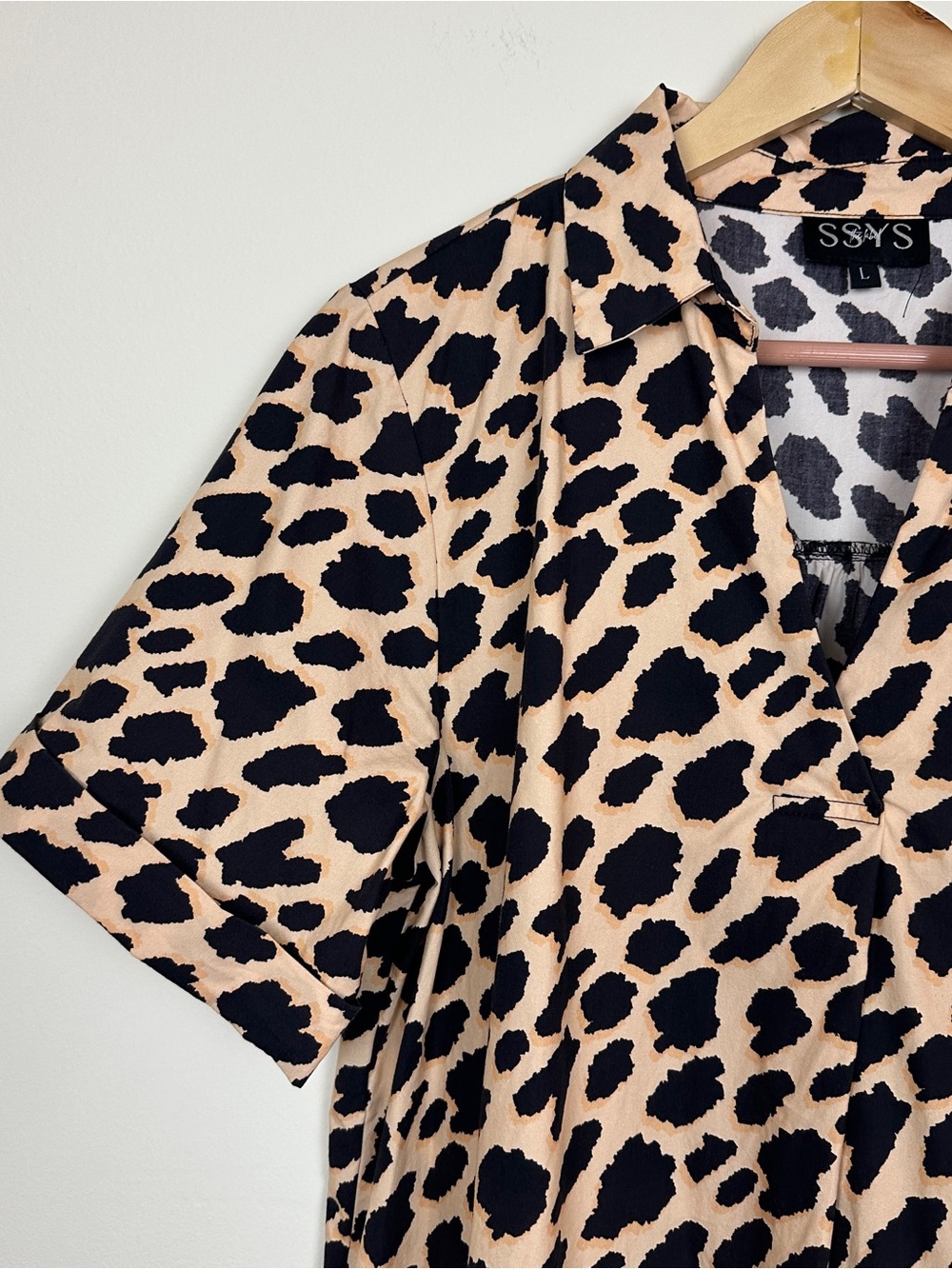 SSYS Poplin Leopard Mini Dress Sz L - Picture 2 of 7